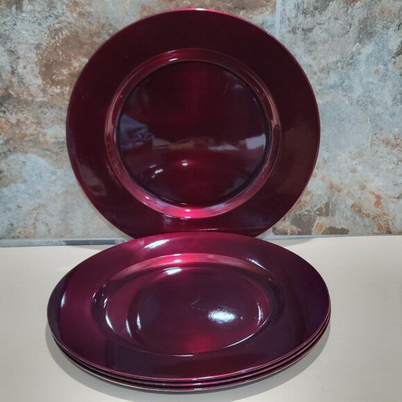 Linens N Things Set of 4 Red Charger Plates - Picture 2 of 8